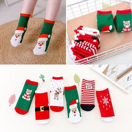 Kids Christmas Socks Santa Claus Snowflake Elk Cartoon Stockings Winter Warm Towel Terry Mid Level Sock for Children Toddlers Baby M3603