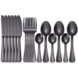 Dinnerware Sets 24 Pcs Black Set Cutlery Stainless Steel Rainbow Dinner Tableware Wedding Silverware