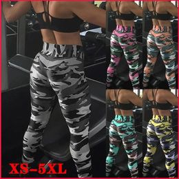 Yoga Outfit Pluz Size Women Camo Printed Leggings Stretchy Sports Tights Running Trousers Workout Fitness Pants For