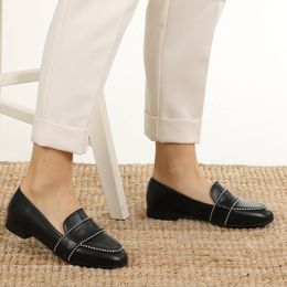 Top Quality Mio Gusto Brand ROBIN, Black / Tan / Skin Colors, 2Cm Low-heel, Fine Quality Comfortable Casual Women 's Loafer Shoes