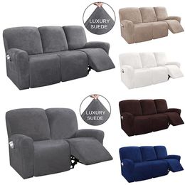 massage sofa Canada - Chair Covers 2-3 Seater All-inclusive Recliner Sofa Cover Non-slip Massage Elastic Case Suede Couch Relax Armchair