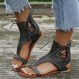 Sandals Summer Bohemia Flat Thong Gladiator Women Flip Flops Vintage Shoes Woman Beach Size 35-43