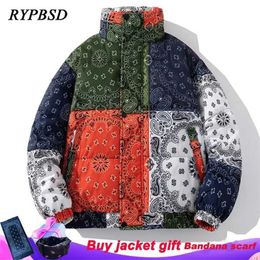 Bandana Coats Paisley Windproof Puffer Jacket Men 2022 Winter Fashion Warm Padded Parka Casual Zipper Harajuku Bubble 220105