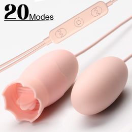 Sex Egg bullets 20-Frequency Double Vibrating Distance Control Tongue Licking Female Masturbation Clitoris G-Point Stimulator Games for Women 0928
