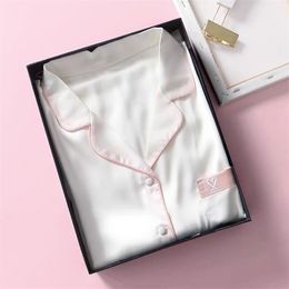 QWEEK Silk Pyjamas for Women Summer Sleepwear Two Pieces Set Heart Embroidery Home Clothes Pijama Long Sleeve Nightwear 210330