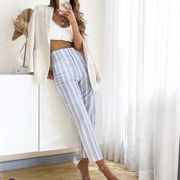 Woman Elegant Solid High Waisted Cotton Linen Pants 2021 Spring Casual Female Basic Blazer Pants Laides Soft Pants Q0801