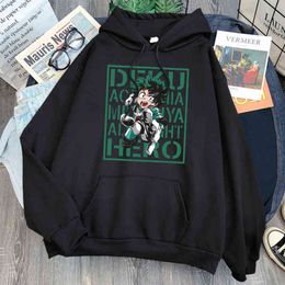 Hoodie Sweashirt Man My Hero Academia Midoriya Izuku Print Anime Clothes Harajuku Oversized Mens New Hip Hop Streetwear Hooded H1227