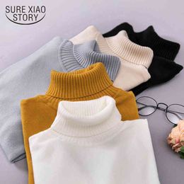 Autumn Winter Warm Turtleneck Jumper Sweaters Slim Casual Knitted Long Sleeve Pullover Women Sweater 11661 210415