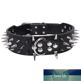 Leather Spiked Studded Dog Collar 2" Wide, 25 Spikes 44 Studs, Pit Boxer-Black M1 Factory price expert design Quality Latest Style Original Status