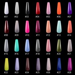 100pcs/Box Coffin Fake Nail UV Gel Polish Tool Manicure DIY Red Blue Clear Artificial Nails Art Designs With Retail Box