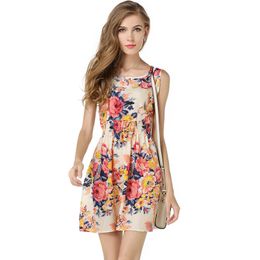 Woman Plus Size Beach Floral Dress Summer Boho Casual Clothes Sleeveless Party Chiffon Dresses Vintage Tank Sundress 19 Styles 210507