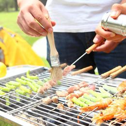 Superior Outdoor Picnic BBQ Barbecue Skewer Roast Stick Stainless Steel Needle with a Wood Handle Barbecue Meat Skewers Supplies RRD11622