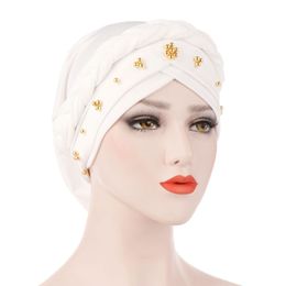 2021 Lady Women Cancer Hat Chemo Cap Muslim Braid Head Scarf Turban Head Wrap Cover Ramadan Hair Loss Islamic Headwear Arab Fashion