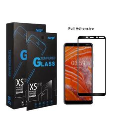 Bubble free anti scratch full cover tempered glass screen protector for Alcatel Insight 3V-2019 Onyx 1X Evolve Tetra Cricket Icon Fortune 2 Nokia 3.1 Plus black edge