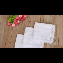 White Lace Thin Woman Wedding Gifts Party Decoration Cloth Napkins Plain Blank Diy Handkerchief 2525Cm 4Mpxh Defjo