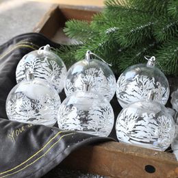 clear christmas balls Canada - Party Decoration 6pcs 6cm Transparent Snow Christmas Balls Pendants For Tree Clear Baubles Hanging Ornaments Xmas Navidad
