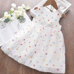 Baby Girls Princess Sweet Dresses New Summer Children Fashion Mesh Dress Kids Wedding Party Vestidos Kids Cute Clothes For 3-8Y G1026