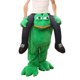 Mascot doll costume 160-190CM Adults Kids Green Frog Carry Me Mascot Magic Pants Outfit Halloween Costumes Carnival Party Dress Up Suit