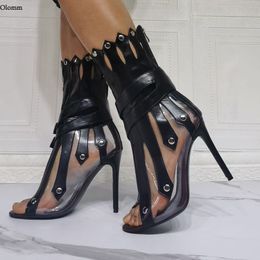 Rontic 2021 New Women Gladiator Sandals Sexy Thin High Heels Shoes Open Toe Black White Club Wear Shoes Women US Plus Size 5-15