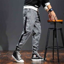 Men's Fashion Pants Elastic Band Overweight Large Size Jeans Cowboy Trousers Male Fashionable Patchwork Streetwear Plus Man 210716