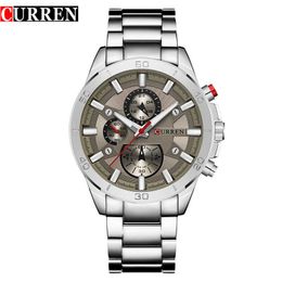 Curren Top Brand Mens Watches Fashion Analogue Military Sports Full Steel Waterproof Wrist Watch Male Clock Reloj Hombre Q0524