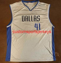 Mens Women Youth Dirk Nowitzki Gray Basketball Jersey Embroidery add any name number