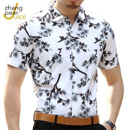 Men's Casual Dress Shirts Fashion Desinger Stylish Short Sleeve Slim Fit Shirt Men Print Blouse