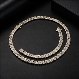 Mens Fashion Hip Hop Necklace 9mm 18/22inch Yellow White Gold Plated Bling CZ Links Chain Necklace Bracelet Rock Jewellery Gift for Men