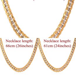 U7 – Halskette aus neutralem zweifarbigem Gold für Herren, Hip-Hop-Schmuck für Herren, Großhandel, modischer Hals / Länge 6 mm, Kuba-Kette N379 Q0809