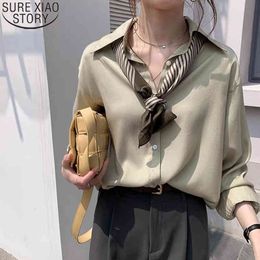 Summer Spring Women Blouse Feminine Blusa Solid 7 Colors Lapel Cardigan Elegant Casual Plus Size Loose Tops 9360 210417