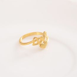 9 k Fine Solid THAI BAHT G/F Gold Ring Heart Shaped Cute Love Word Art Female Statement Engagement Party Jewellery Fashion
