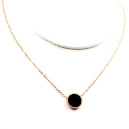 Fashion Women Chokers Necklaces Black Enamel Round Pendants Layered Necklace Anti-allergic Titanium Steel Joyeria Collares