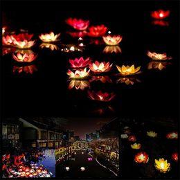 Artificial Silk Lotus Flower Party Decor Wishing Lanterns Floating Water Candle Lights For Wedding Christmas Birthday Decoration