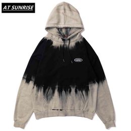 Tie dyed vintage style Hoodie Sweatshirt Mens Hip Hop Harajuku Pullover Hoodies Streetwear Casual Fashion Clothes Hipster tops 211106