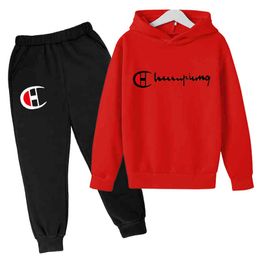 Letter Printing Hoodie Sets Children Clothing Suit Brand Autumn Boy's Wear Tracksuits Kids Sweatshirts Hoodies +pants 2pcs