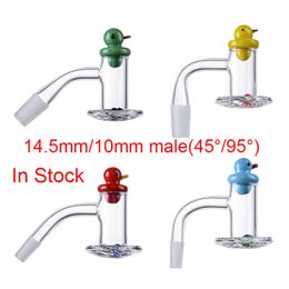 Newest Seamless Smoking Blender Spin Quartz Bangers Nails Duck Carb Cap Glas Ruby Pearls Banger Nail Beveled Edge 10mm 14mm Male Joint BSQB01