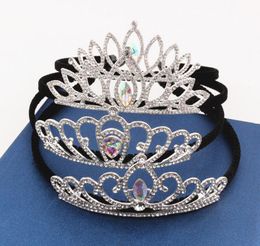 Kids Crystal Crowns Girl Rhinestone Tiaras with Hair Sticks Headband Birthday Party Christmas Halloween Props