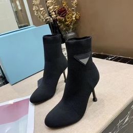 Sexy Ankle Boots Women Luxury Designer Shoes High Heels Boot Fall/Winter Round Toe Stiletto Socks Elastic Shoe Size 34-41 XX-0203