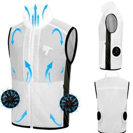 Patago Summer Fan Reflowing gilet Men Women Air Conditioning Cool Coofer Sun Protection Giacca di protezione USB Weling WaistCoat PC102 210923