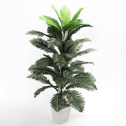 90cm 39 Heads Artificial Palm Plants Large Tropical Tree Fake Palm Leaves Silk Persian Foliage Green Plants for Office Decor 211104