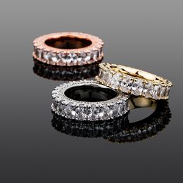 Womens Ring Full Iced Out Micro Pave Cubic Zirconia Simple Ring Wedding Rings Hip Hop Jewelry For Gift