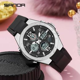 SANDA Luxury Ladies Analog Digital Military Sports LED Waterproof Watch Sports Chronograph Watch Electronic Watch Montre homm G1022