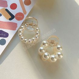 Elegant Round Pearls Hair Clip Women Mini Pearl Hair Claws Clamps Geometric Barrettes Chic Hair Hairpins Accessories