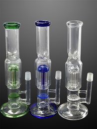 Clear/Green/Blue Glass Bongs Hookahs water smoking pipe Philtre dab rig with 14 mm bowl joint