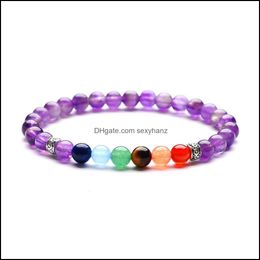 Beaded, Strands Bracelets 10Pc/Set 7 Chakra Healing Nce 6Mm Beads Yoga Life Energy Charm Bracelet Natural Stone Jewellery Drop Delivery 2021 F