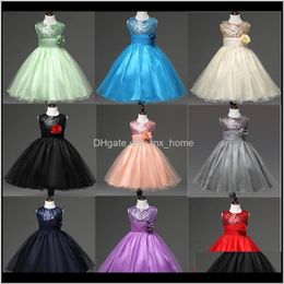 Baby Clothing Baby Maternity Drop Delivery 2021 Kids Girls Wedding Dresses 11 Sequined Princess Bow Tie Appliqued Invisible Zipper Lace Mesh