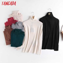 Tangada Winter Wool Jumper Sweaters Women Pull Femme England Fashion Office Lady Simple Turtleneck Sweaters Pullovers 6D77 210609