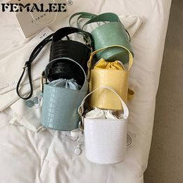 Casual Crocodile Bucket Bag For Women Designer French Style Shoulder Bags Luxury Pu Leather Crossbody Lady Tote Female Purse Cross Body