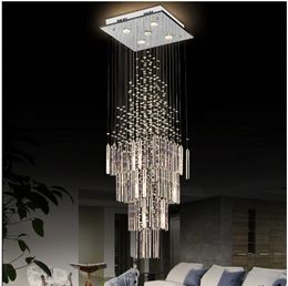 Ceiling Chandelier For Living Room Columnar Crystal Hanging Lamp Square Base Light Fixture Staircase Loft Cristal Lustre light
