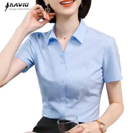 Short Sleeve Shirt Women Summer Temperament Business Interview Slim Blouses Office Ladies Work Clothes Tops 210604